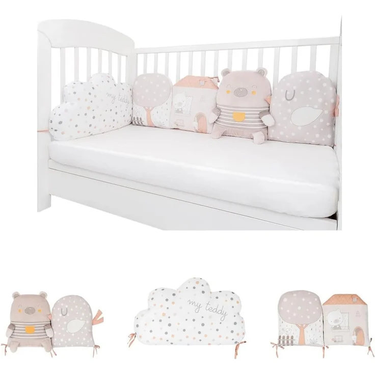 Kikkaboo Babykissen-Set 5-tlg. Plüsch Jersey Einzelkissen Maße 35 x 30 x 7 cm beige – Bild 1