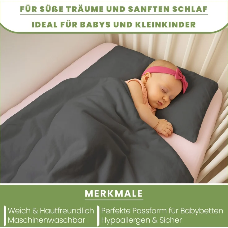 Jersey Kinder Bettwäsche 100x135cm Hautfreundlich Atmungsaktiv Baumwolle Grau – Bild 5