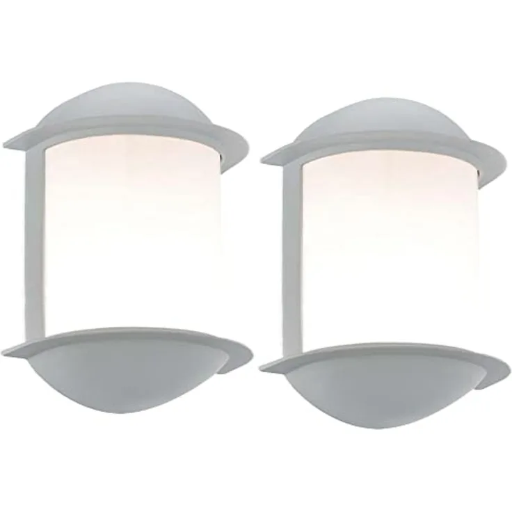 2er Set LED Wandleuchte, Aluguss, silber, weiß, H 22 cm