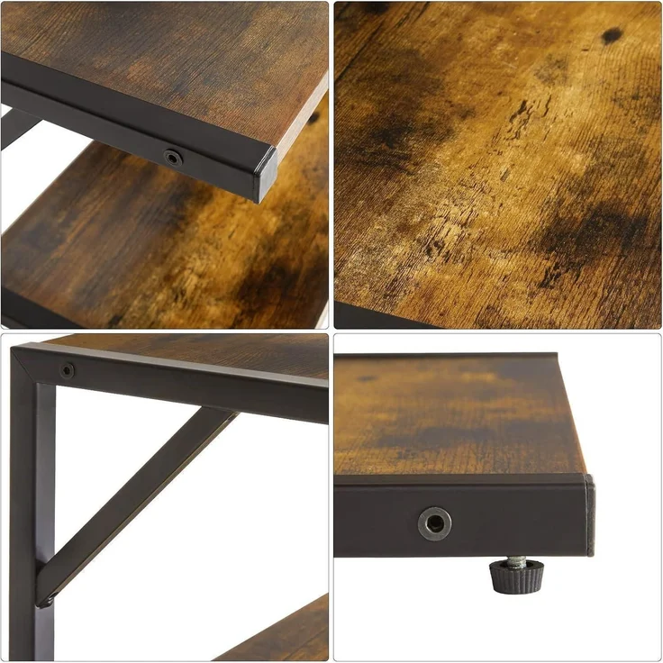 IBUYKE Under Desk Printer Stand 2 Tier Mobile Organizer Shelf 4 Wheels Rustic – Bild 6