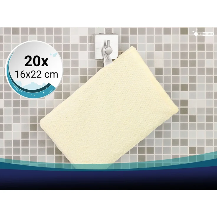 ZOLLNER 20er Set Waschhandschuhe, 70% Baumwolle, 30% Polyester, 16x22 cm, gelb – Bild 2
