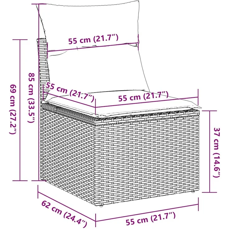 vidaXL 5-tlg. Garten-Sofagarnitur mit Kissen Beige Poly Rattan 3326150 – Bild 12