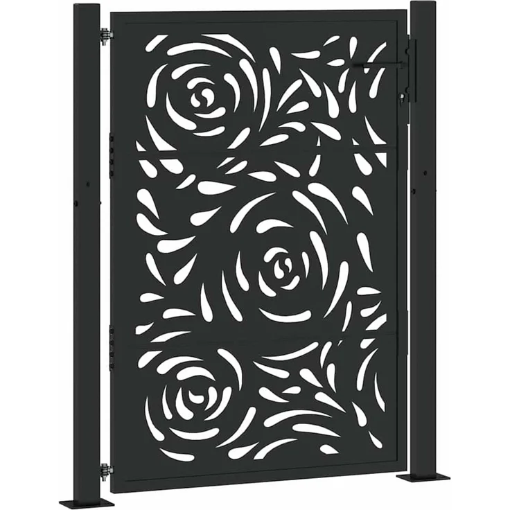 vidaXL Gartentor Schwarz 100x125 cm Stahl Flammendesign 4100990 – Bild 2