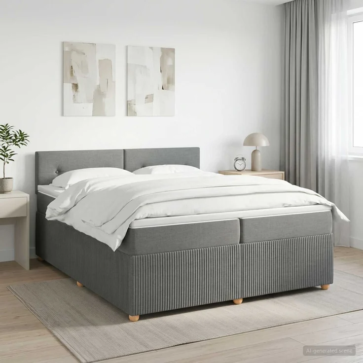 vidaXL Boxspringbett mit Matratze Dunkelgrau 200 x 200 cm Stoff 3451546 – Bild 1