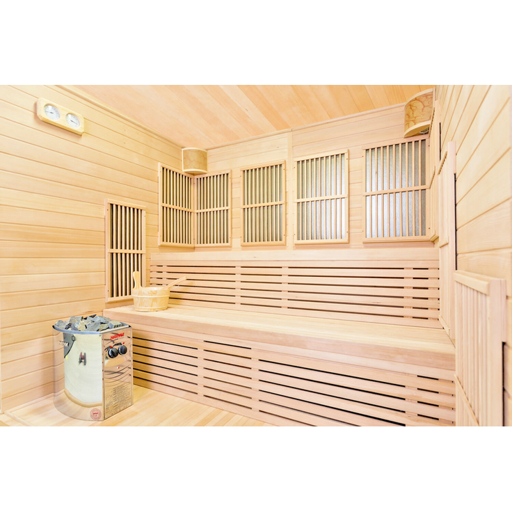 XXXL Luxus Infrarotsauna +Infrarotkabine Kombi Sauna inkl. Saunaofen 6 Pers. SET – Bild 3