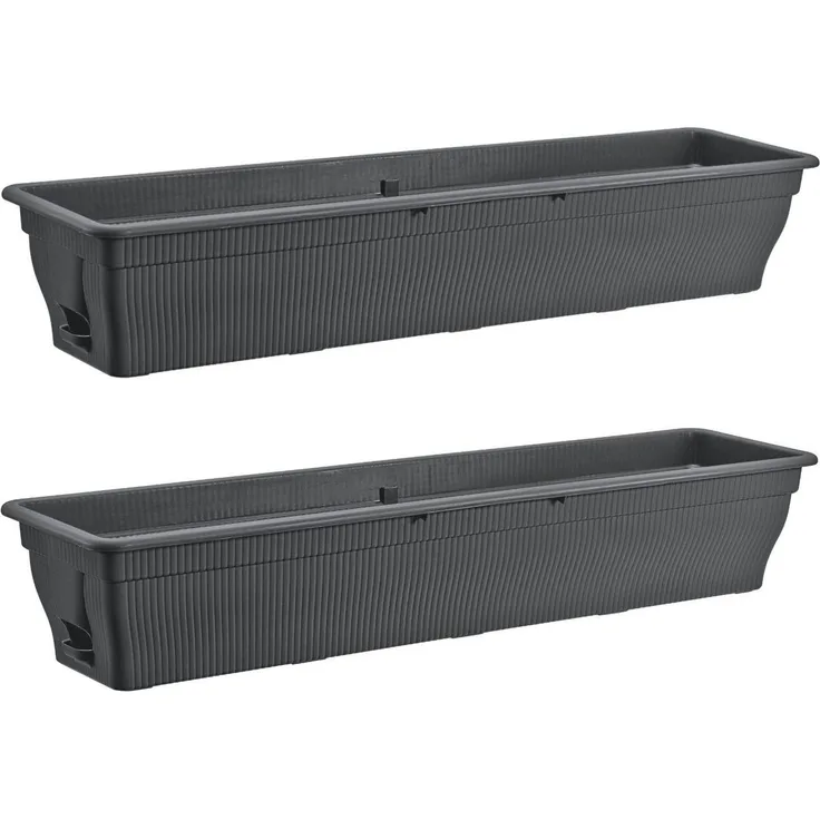 BURI Blumenkasten 2x Balkonkasten 100cm Wasserspeicher Pflanzkasten Entwässerung grau (2 St)