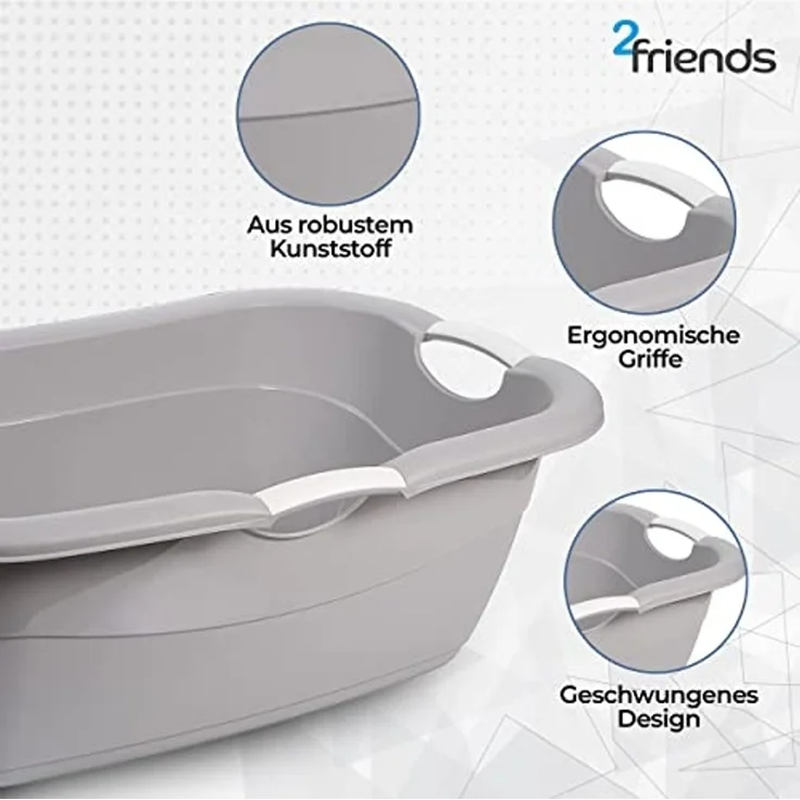 2friends Wäschewanne Premium Wäschekörbe ohne Löcher (3er Set 68x46x25 cm), Multifunktional für den Haushalt – Bild 3