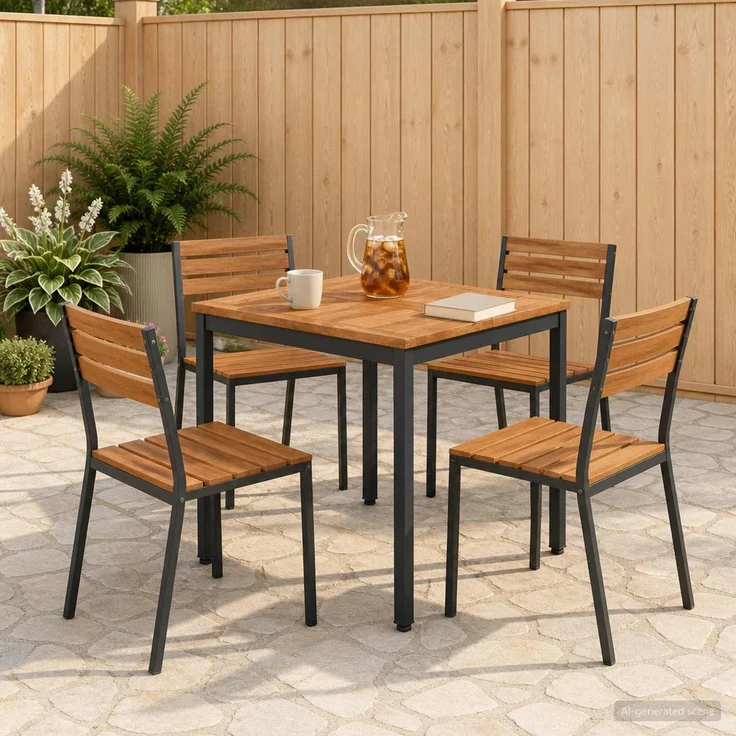 vidaXL Gartentisch NAARDEN Natürlich und Schwarz 60 x 60,5 x 75 cm 901304 – Bild 1