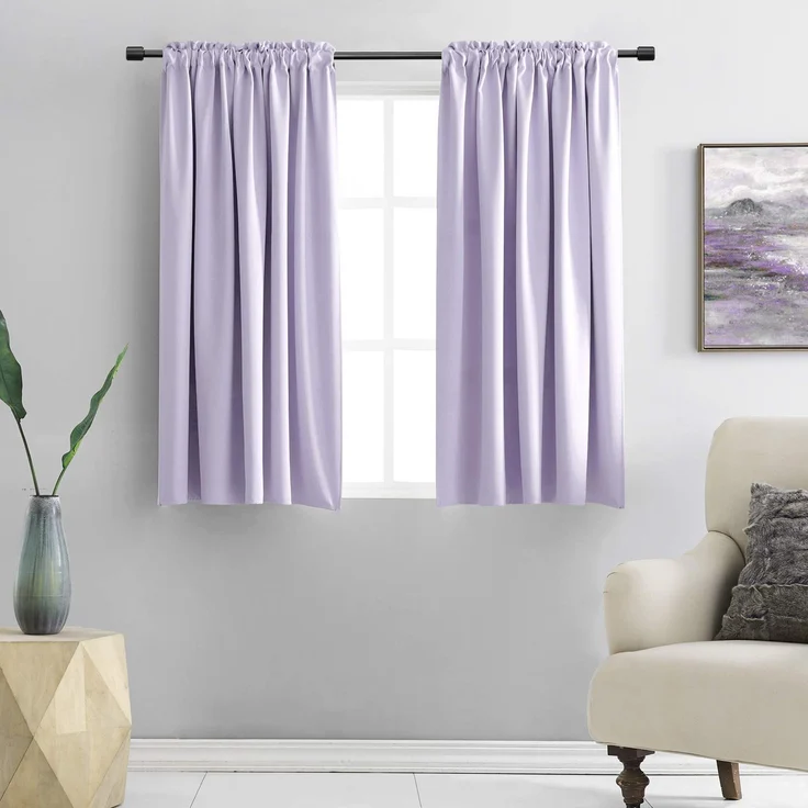 DONREN Verdunklungsvorhänge für Küche, 137 cm lang, Lavendelviolett, kleine Fensterbehandlung, Stangentasche, Vorhang für Schlafzimmer (Set mit 2 Paneelen)