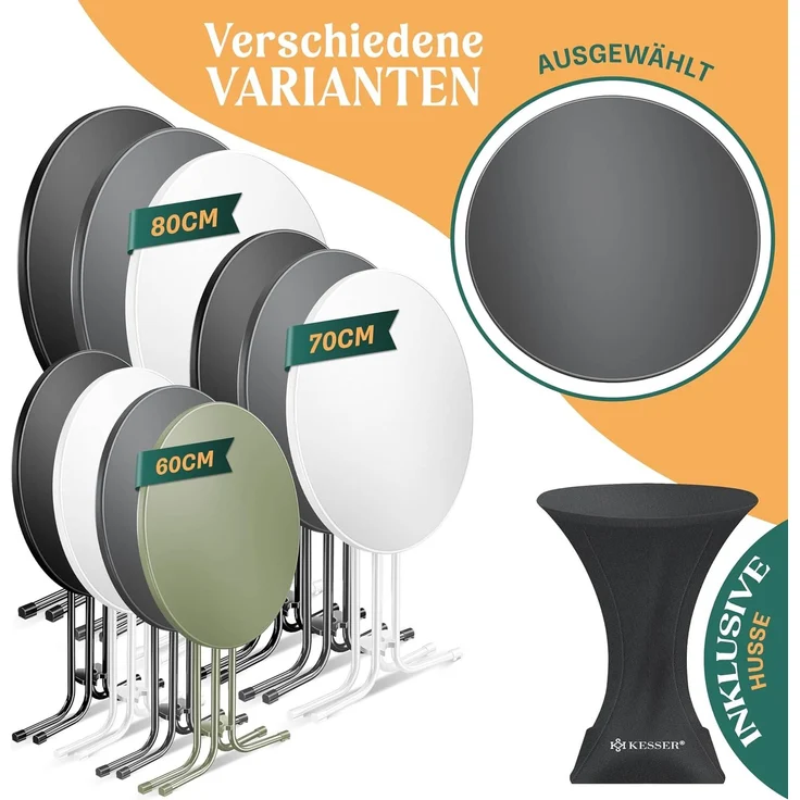 KESSER® Gastro Stehtisch klappbar - Gastronomie Bistrotisch rund - Wetterbeständiger Klapptisch Gartentisch - Runder Partytisch - Hitzebeständig - Stabil und sicher Anthrazit, Ø 60 cm, 1er Set – Bild 7