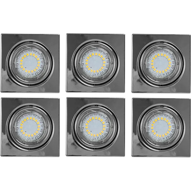 6x LED Einbaustrahler, Metall, chrom, D 9 cm