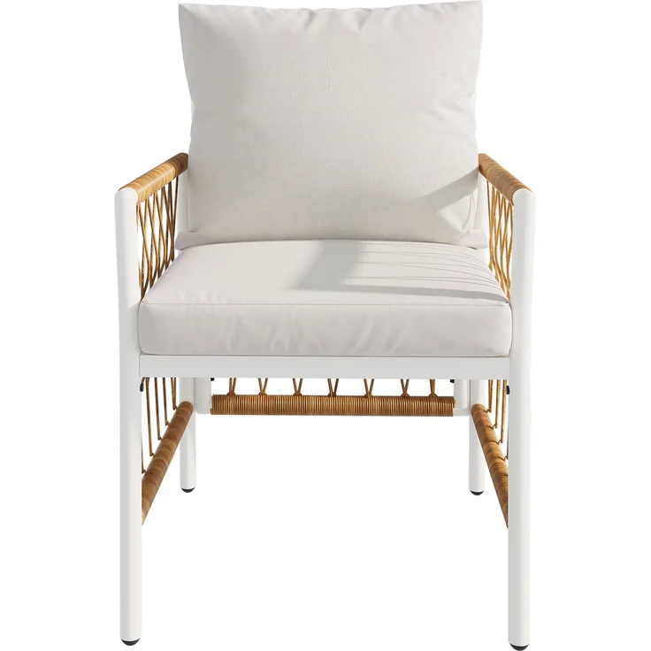 Gartenmöbel-Set mit 6 Stühlen, Tisch in Holzoptik, 159,5x77,5x75 cm, Beige/Braun/Natur – Bild 10