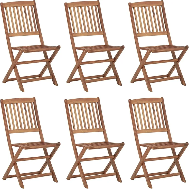 vidaXL Klappbare Gartenstühle 6 Stk. mit Kissen Massivholz Akazie 3075016
