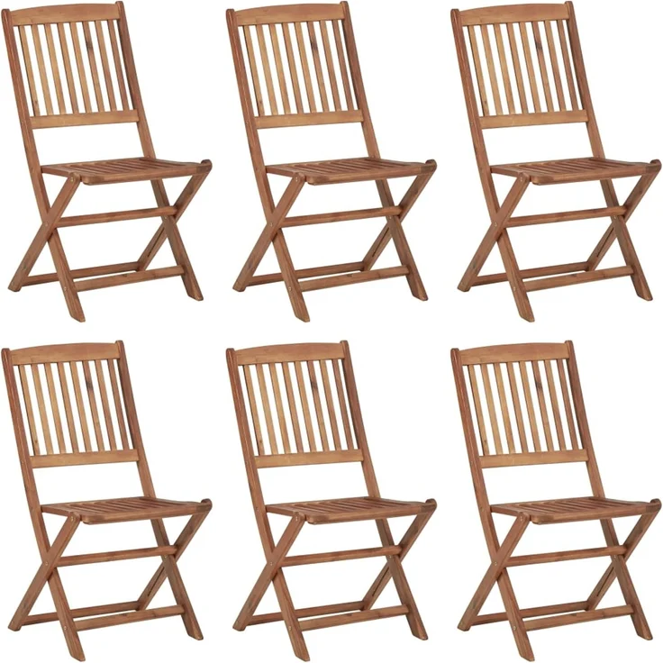 vidaXL Klappbare Gartenstühle 6 Stk. mit Kissen Massivholz Akazie 3075016 – Bild 1