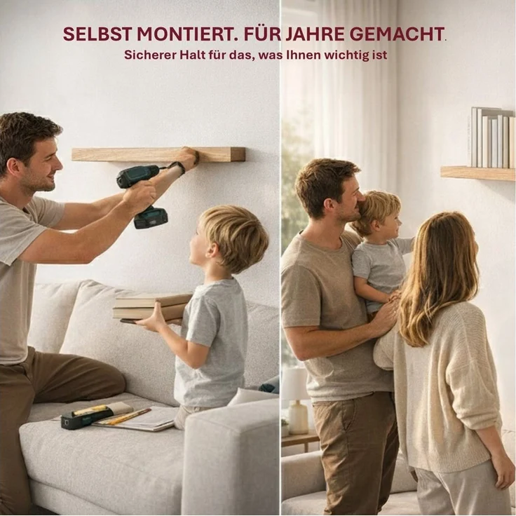 HOOZ Wandregalhalter Tablarträger 10 cm verdeckt stabil für Wand- & Bücherregal 2er Set, Fachbodenträger 2-tlg, Unsichtbare Schwerlast-Befestigung für Holz- und Schweberegale – Bild 4
