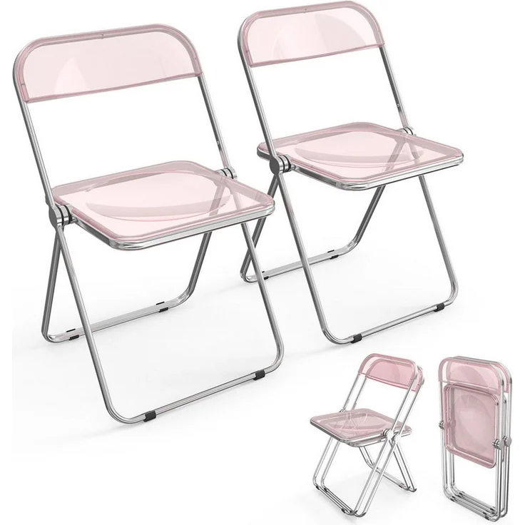 VINGLI Klappstuhl 2er/4er/6er/8er/10/12er Set, Klappstühle aus Metall & Kunststoff (2 St), für Innen- & Außenbereich, bis 159KG, Schwarz/Weiß/Transparent – Bild 1