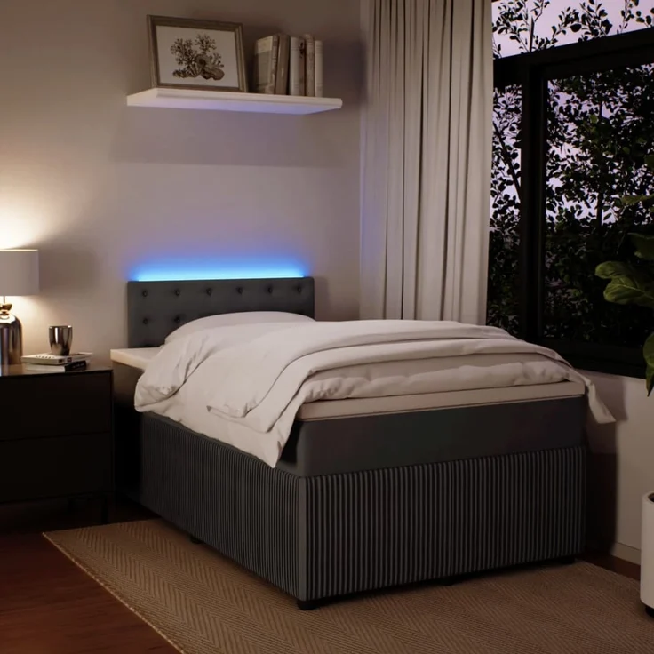vidaXL Boxspringbett mit Matratze Dunkelgrau 120x190 cm Samt 3289999 – Bild 4