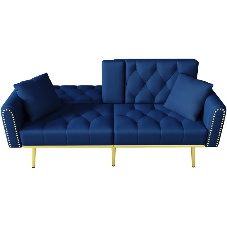 ZUBALIYA Schlafsofa 80x73.5 cm, mit LED - Beleuchtung, mit Stauraum, mit Samtbezug, mit breiten Armlehnen, Gold – Bild 9