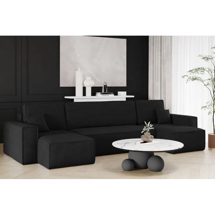 Kaiser Möbel Ecksofa mit schlaffunktion und bettkasten, Couch U-form BEST stoff Poso, Schlaffunktion, Bettzeugaufbewahrung, universal
