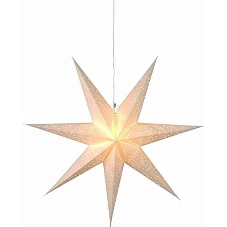 Weihnachtsstern Sensy von Star Trading, 3D Papierstern Weihnachten in Weiß, Dekostern zum Aufhängen mit Kabel, E14 Fassung, Ø: 70 cm