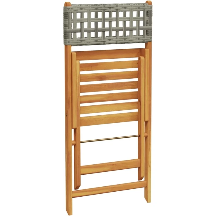 vidaXL Gartenstühle 8 Stk. Klappbar Grau Poly Rattan & Massivholz 3214597 – Bild 6