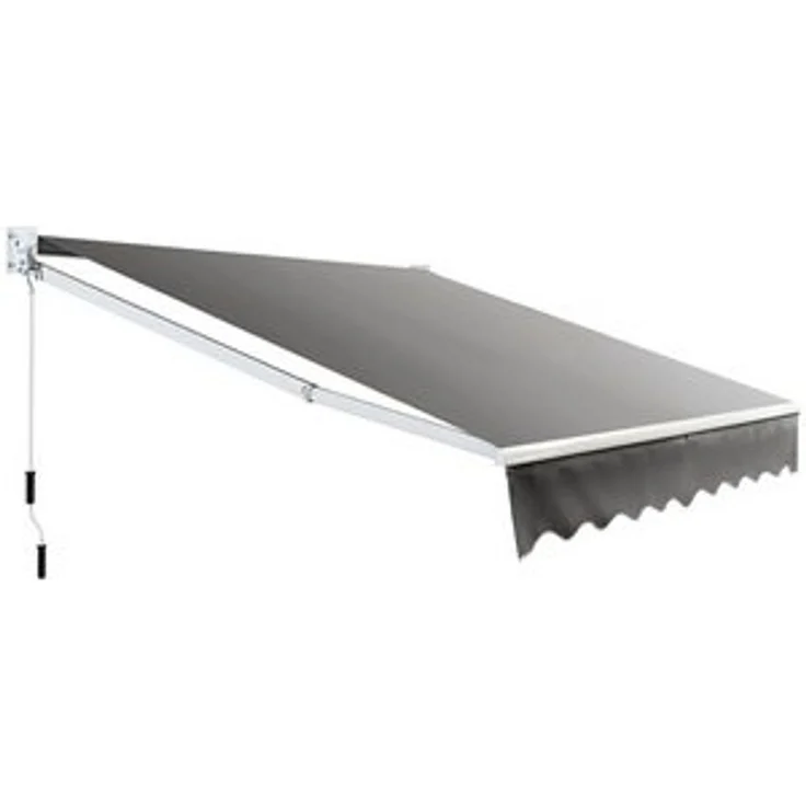 COSTWAY 2,5x2 m Gelenkarmmarkise Sonnenmarkise Balkonmarkise Terrassenmarkise Klemmmarkise mit UV- und wasserbeständigem Material, Aluminiumrahmen und -kurbel, fuer Balkon und Veranda Grau – Bild 6
