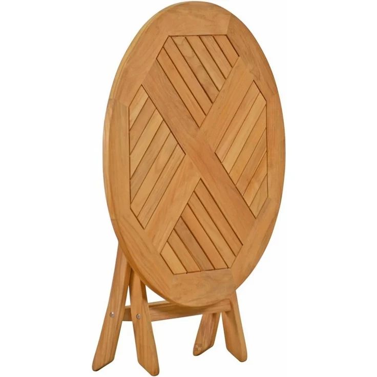 Kai Wiechmann Klapptisch Teak Gartentisch klappbar rund als wetterfester Holztisch aus Teak, klappbarer und unbehandelter Teakholztisch – Bild 2