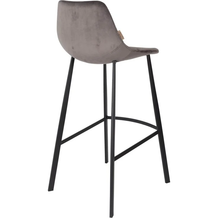 Dutchbone Barhocker Franky im 2er-Set mit grauem Samtbezug und schwarzem Stahlgestell, Sitzhöhe 80 cm – Bild 4