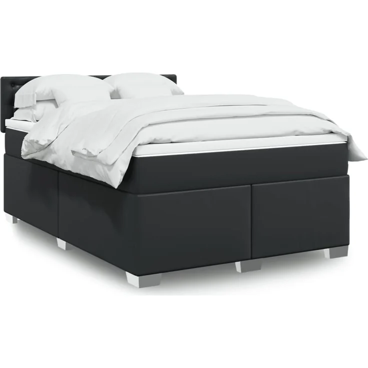 vidaXL Boxspringbett mit Matratze Schwarz 160x200 cm Kunstleder 3288428 – Bild 1
