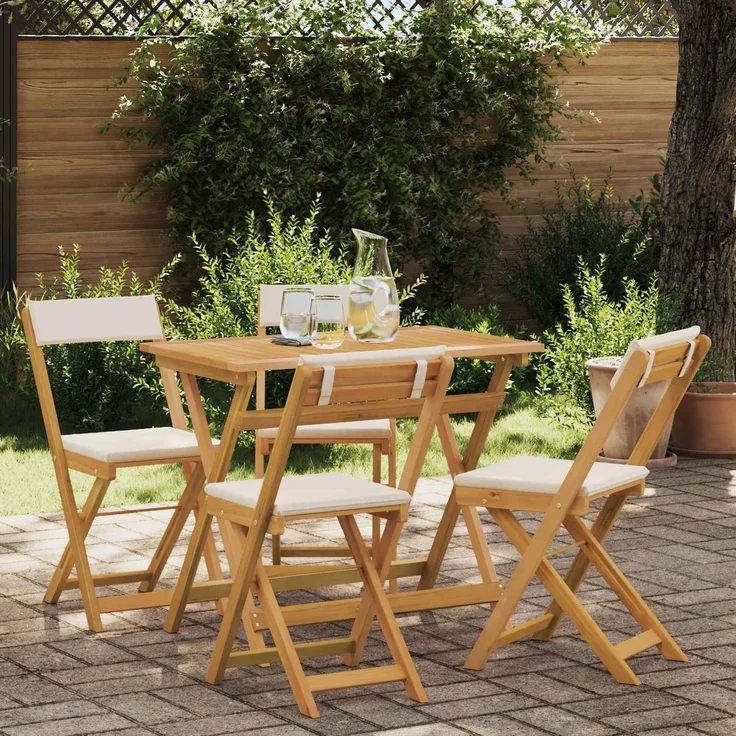 vidaXL Außen Bistro-Stühle 4 stk. Natur und Cremeweiß 42028097 – Bild 1