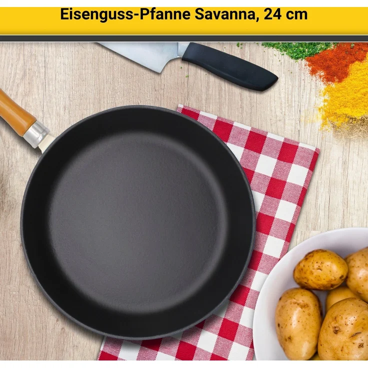 Krüger Bratpfanne Einsenguss Pfanne SAVANNA, Gusseisen (1-tlg), für Induktions-Kochfelder geeignet – Bild 2