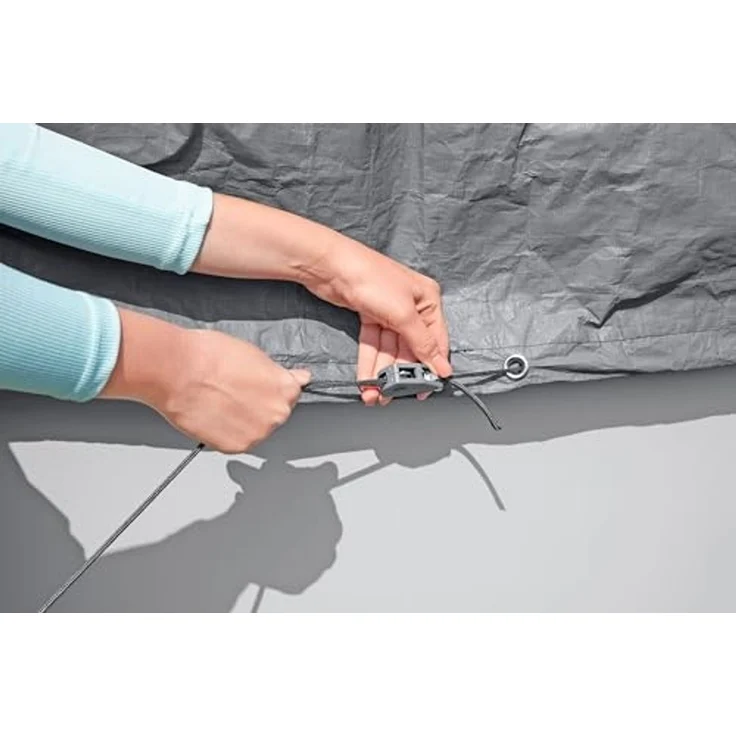 Bestway Winterfeste Premium-Abdeckplane Ø 370 cm Grau rund – Bild 6