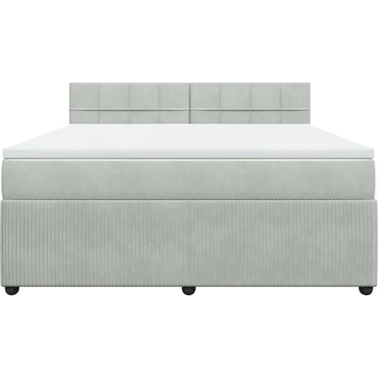 vidaXL Boxspringbett mit Matratze Hellgrau 180x200 cm Samt 3287806 – Bild 4