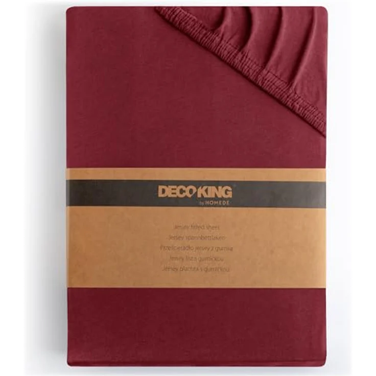 DecoKing Spannbettlaken 100x200 120x200 cm 100% gekämmte Baumwolle Bordeaux Spannbetttücher Jersey Boxspringbett Amber 100x200 120x200 – Bild 2