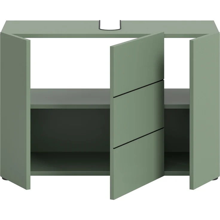 Waschbeckenunterschrank (B/H/T: 82x56x34 cm) in Smoke Green Nachbildung und schwarz – Bild 3