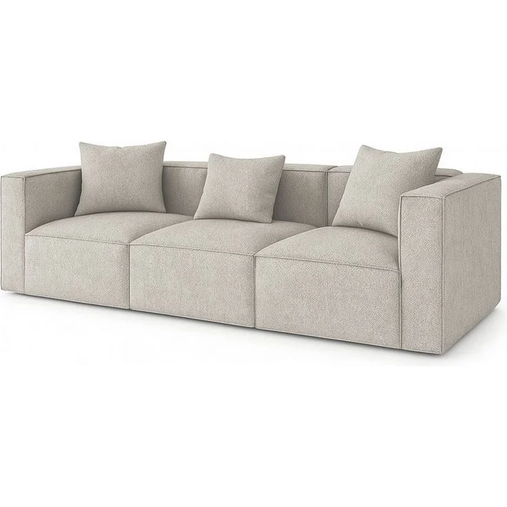 ebuy24 Sofa Box 3-Sitzer Sofa, 3 Dekokissen hellgrau. – Bild 2