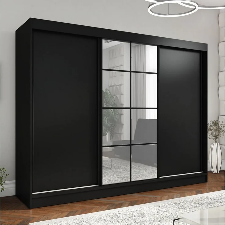 A&J MöbelLand GmbH Schiebetürenschrank ORAVELLE 3-türiger Kleiderschrank mit Spiegel (TOP ANGEBOT! Geräumiger Schrank mit einer Breite von 200 cm ideal zur Aufbewahrung von Kleidung und Accessoires. Wählen Sie das ideale Modell für Ihr Schlafzimmer!, T... – Bild 2
