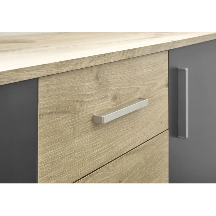 Kommode >BC 1040< 2 Türen, 2 Schubladen, in viking oak Dekor / grau - 80x84x35cm (BxHxT) – Bild 5