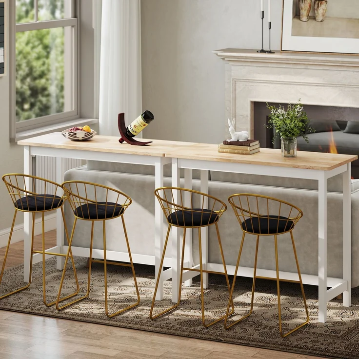 Bartisch, Eichenoptik, kompakt, Platz für 2 Personen, Naturholz+Weiß--Eiche--91x48x108cm--YOUDENOVA – Bild 10
