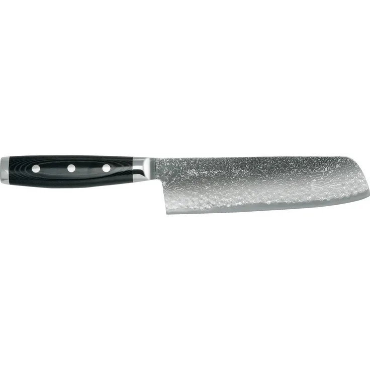 Yaxell Kochmesser Nakiri Allzweckmesser Kochmesser Klingenlänge 18 cm, Profi Kochmesser, 101 Lagen Damaszener Stahl