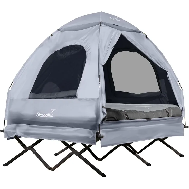 Skandika Feldbett Zeltliege Haug Sleeper erhöhtes Campingbett, aufblasbare Luftmatratze, Outdoor Feldbett
