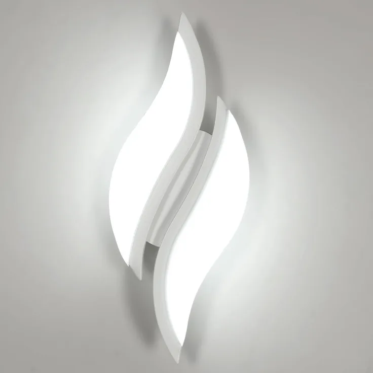 Goeco Wandlampe LED innen, Wandleuchte Modern 12W 1350LM, Weiße Wandleuchte aus Acryl für Wohnzimmer Schlafzimmer Treppenhaus, Kaltweißes Licht 6500K