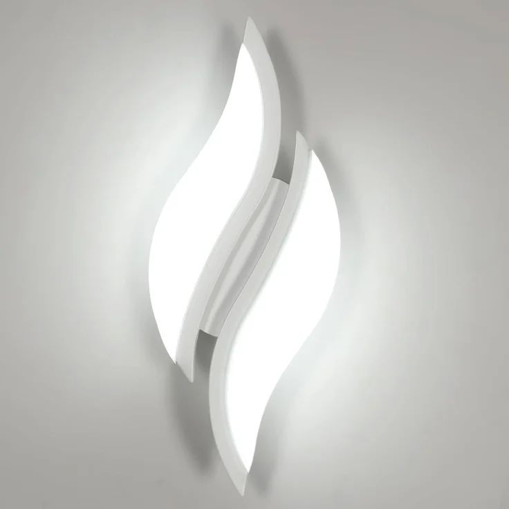 Goeco Wandlampe LED innen, Wandleuchte Modern 12W 1350LM, Weiße Wandleuchte aus Acryl für Wohnzimmer Schlafzimmer Treppenhaus, Kaltweißes Licht 6500K