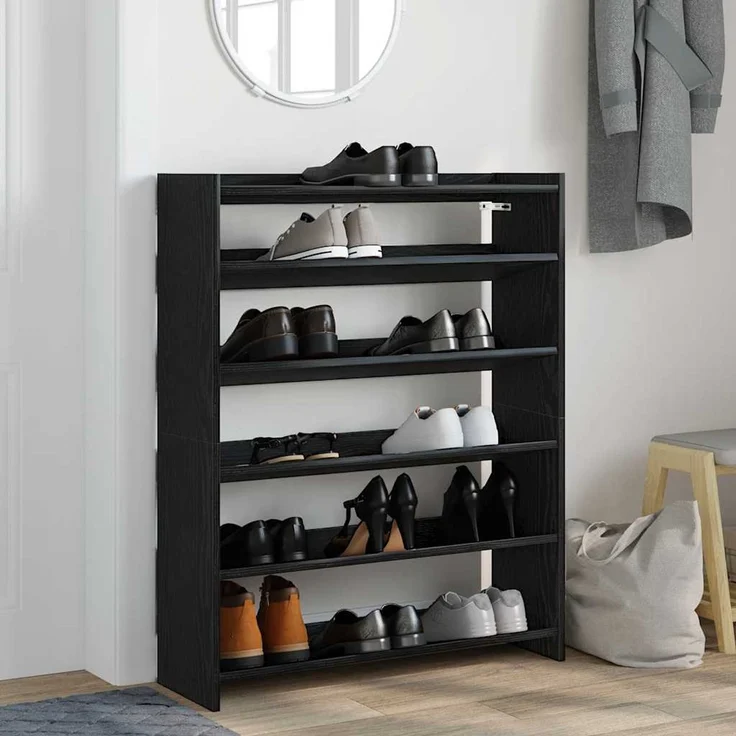 vidaXL Schuhregal Schwarz 80x25x100 cm Holzwerkstoff 859897 – Bild 2