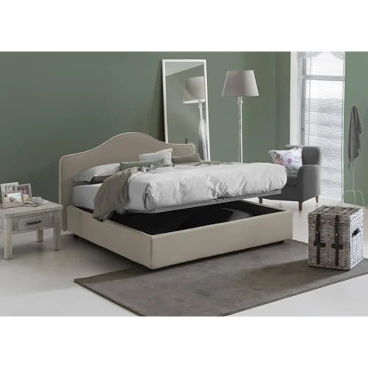 Talamo Italia - Isotta-Doppelbett, Bettkasten mit Stoffbezug, 100 % Made in Italy, Öffnung vorne, geeignet für Matratze 160 x 200 cm, taubengrau – Bild 4