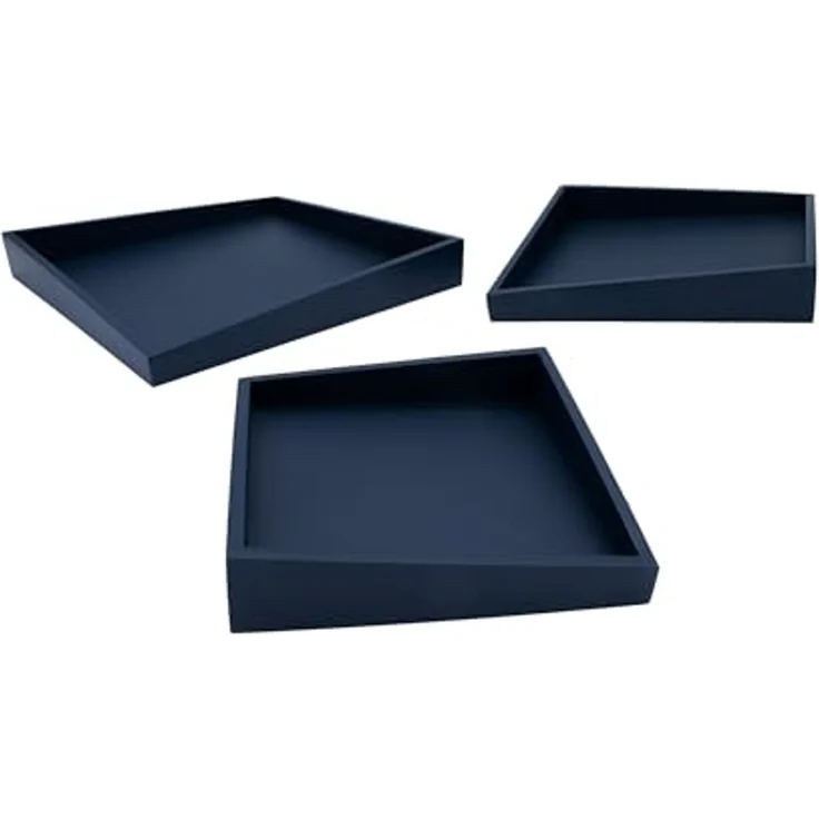 Spetebo Servierteller Deko Tablett 3er Set mit asymmetrischer Form, Holz, (Set, 3-tlg, 3 x Serviertablett), Serviertablett aus Holz im modernen Design – Bild 4
