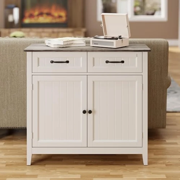 Bealife Küchen-Sideboard, Buffet-Schrank mit 2 Schubladen und 2 Türen, Küchenschrank mit Arbeitsplatte für Wohnzimmer, Esszimmer und Küche – Bild 9
