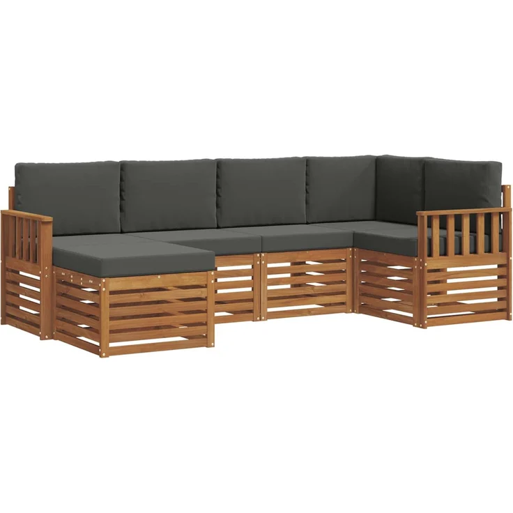 vidaXL Outdoor-Sofagarnitur 6 stk. 5-Sitzer Natur und Anthrazit 3375082 – Bild 2