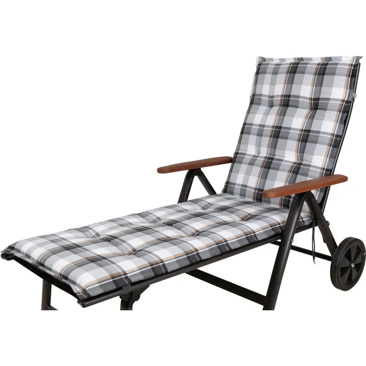 KETTtex Liegenauflage Rollliege Milano 2401 grau-braun-weiß kariert 190x60x6 cm KETTtex, (1 St), mit Bindebändern – Bild 1