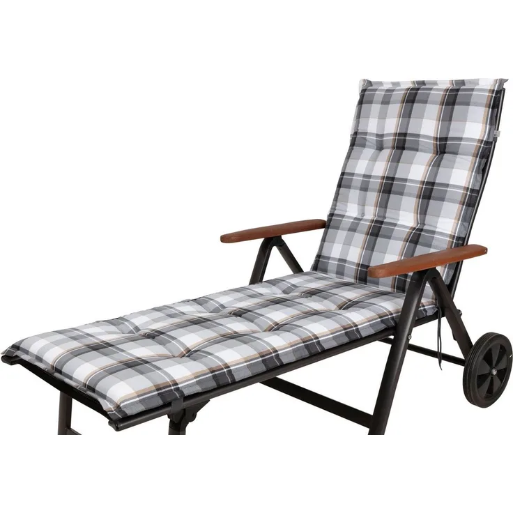 KETTtex Liegenauflage Rollliege Milano 2401 grau-braun-weiß kariert 190x60x6 cm KETTtex, (1 St), mit Bindebändern